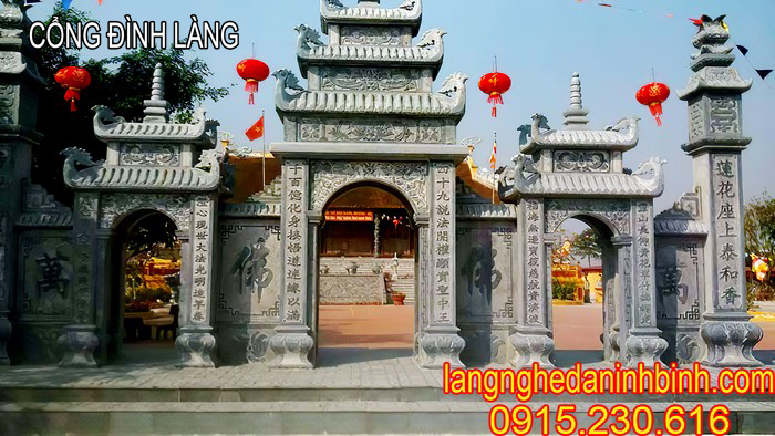 Cổng đình làng đẹp - Mẫu cổng đình làng bằng đá tự nhiên đẹp