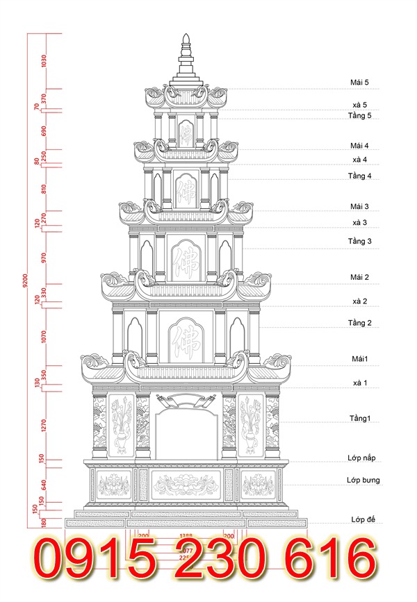 Mẫu thiết kế mộ tháp để tro cốt