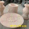 Bộ bát hương lọ hoa bằng đá vàng