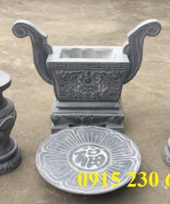 Bộ bát hương lọ hoa mâm bồng bằng đá